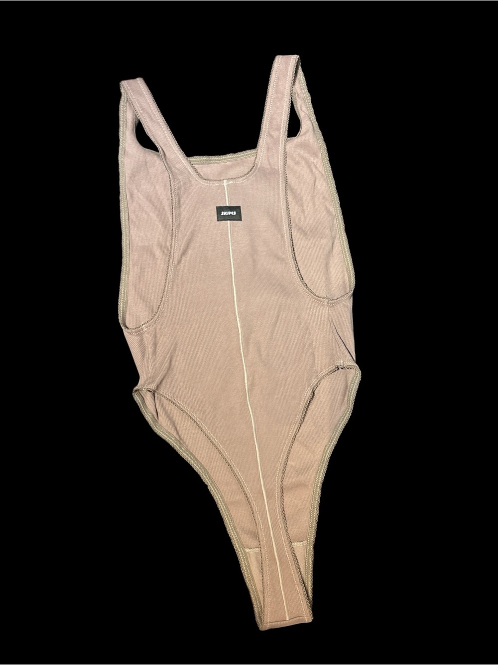 🤎✨ SKIMS Ribbed High Cut Bodysuit Cocoa Brown Size Large MSRP $68 ✨🤎 - Picture 2 of 2